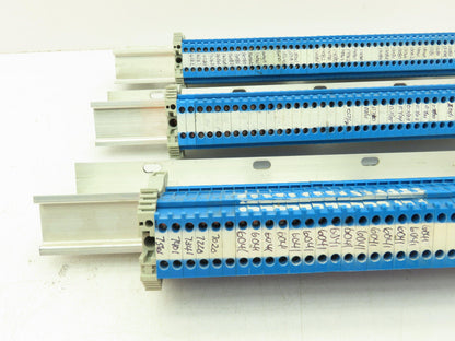 Allen Bradley 1492-HM1 (150pcs) Blue Terminal Blocks x (3) DIN Rails 30A 600V