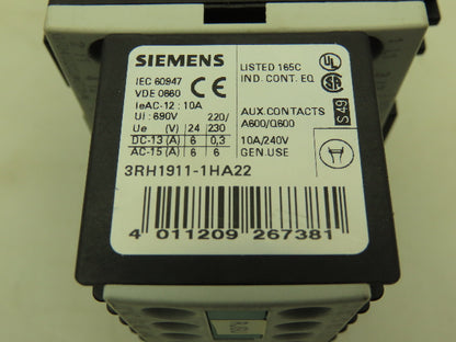 Siemens 3RA1315-8XB30-1AK6 Reversing Motor Starter Contactor 3P 20A 600V 120V