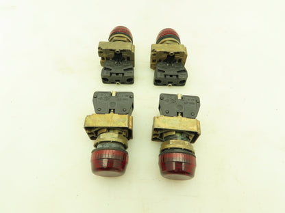 Allen Bradley 800EP-PL4 Optically Enhanced Red Pilot Light 28V Lot of 4