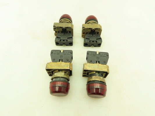 Allen Bradley 800EP-PL4 Optically Enhanced Red Pilot Light 28V Lot of 4