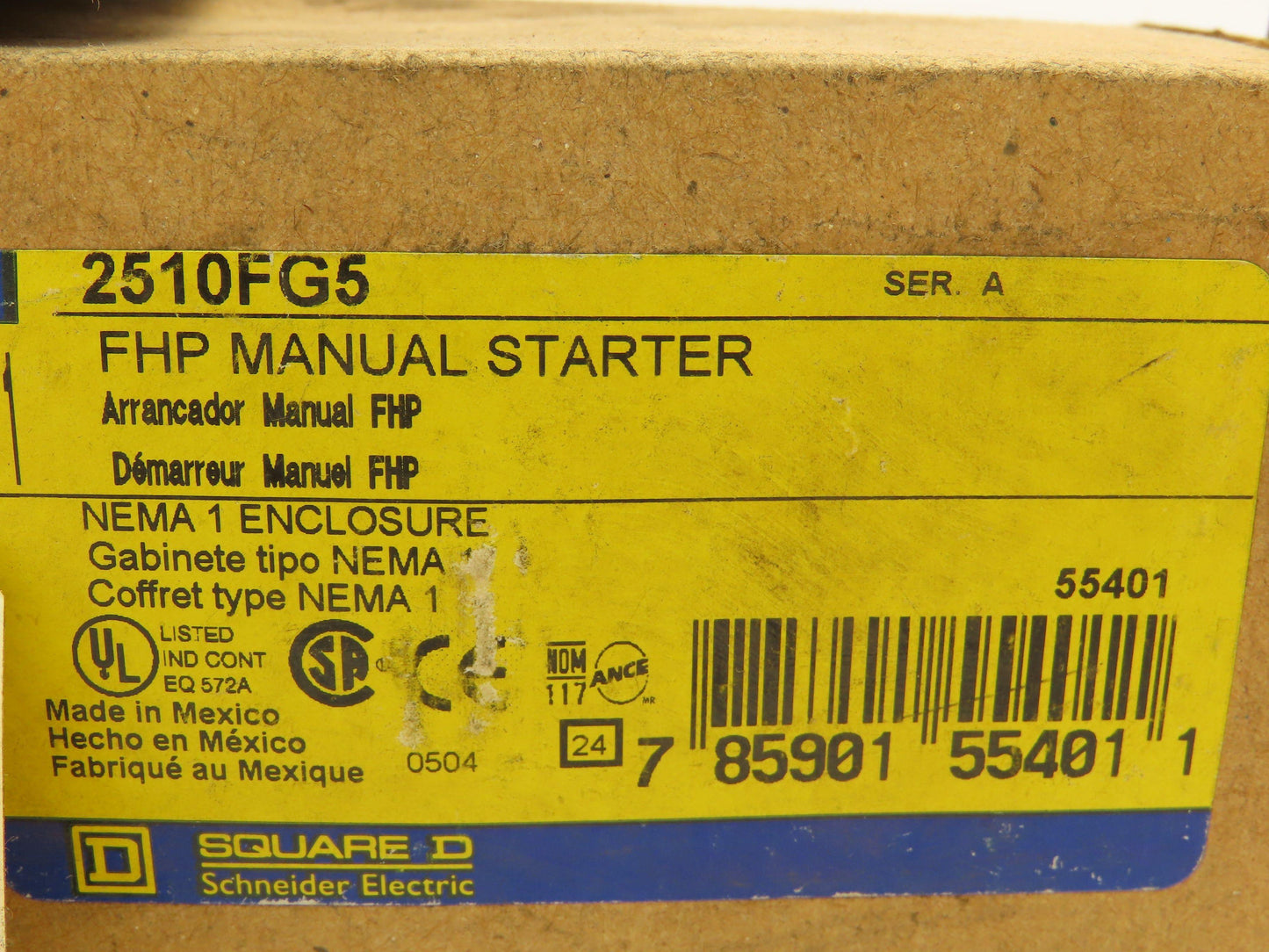 Square D 2510FG5 FHP Manual Starter Switch 2P 115/277VAC NEMA 1  Lot of 4