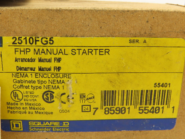Square D 2510FG5 FHP Manual Starter Switch 2P 115/277VAC NEMA 1  Lot of 4