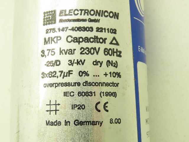 Electronicon EASI EasiLiner EL2080 MKP Capacitor Coupling Reactor 3.8 KVAR 230V