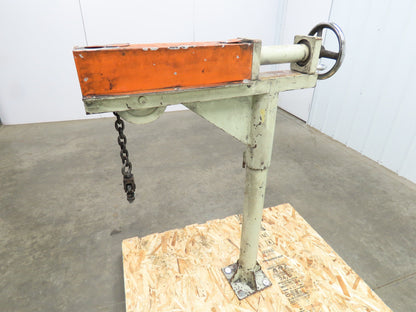 Hand Crank Post Mount Jib Crane, Ball Screw Winch, 36" Clearance, 9" Travel