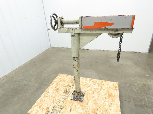 Hand Crank Post Mount Jib Crane, Ball Screw Winch, 36" Clearance, 9" Travel