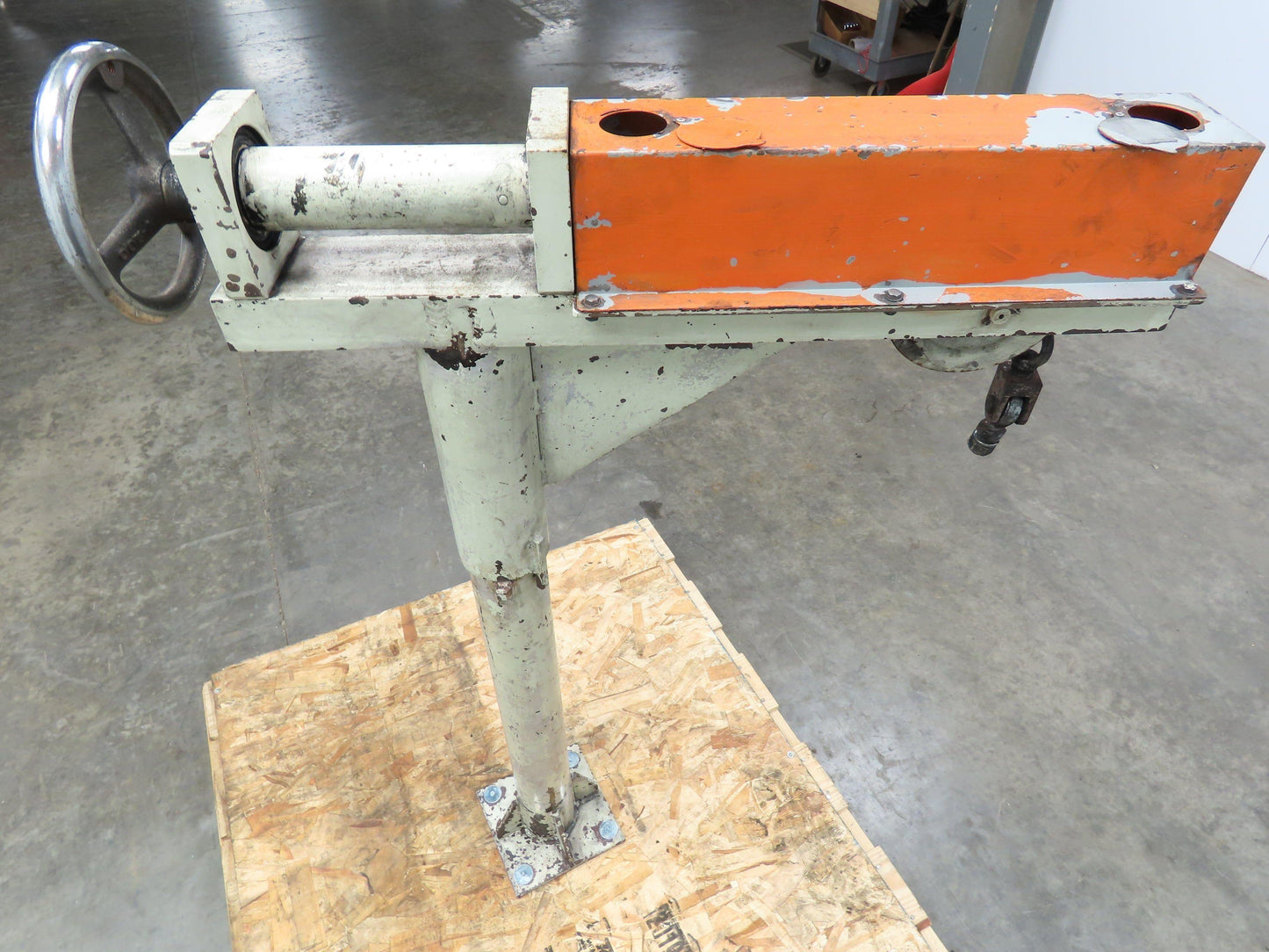 Hand Crank Post Mount Jib Crane, Ball Screw Winch, 36" Clearance, 9" Travel