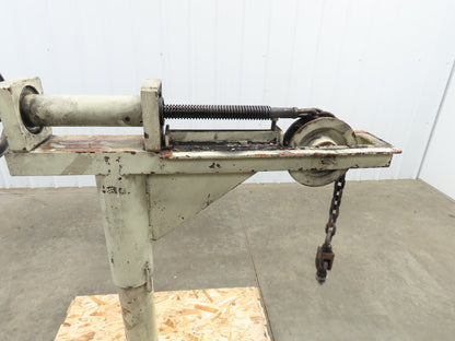 Hand Crank Post Mount Jib Crane, Ball Screw Winch, 36" Clearance, 9" Travel