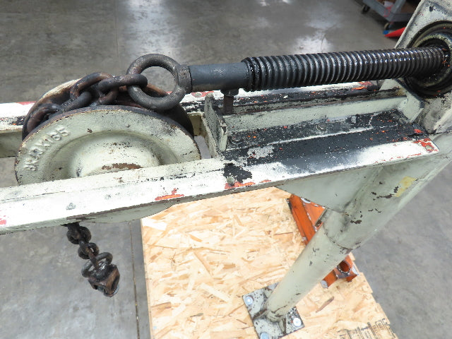 Hand Crank Post Mount Jib Crane, Ball Screw Winch, 36" Clearance, 9" Travel