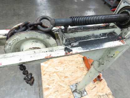 Hand Crank Post Mount Jib Crane, Ball Screw Winch, 36" Clearance, 9" Travel