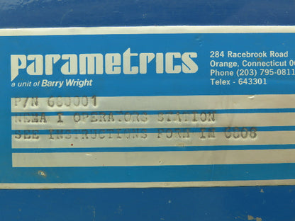 Parametrics 680001 Speed Control Operator Station Box 0-100 Start/Stop
