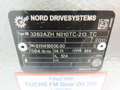 Nord SK3282AZH Shaft Mt Gear Drive Reducer 14:1 Ratio 1-5/8" Output N210TC-213TC