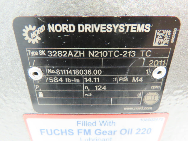 Nord SK3282AZH Shaft Mt Gear Drive Reducer 14:1 Ratio 1-5/8" Output N210TC-213TC