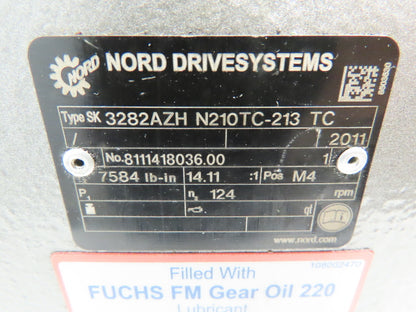Nord SK3282AZH Shaft Mt Gear Drive Reducer 14:1 Ratio 1-5/8" Output N210TC-213TC
