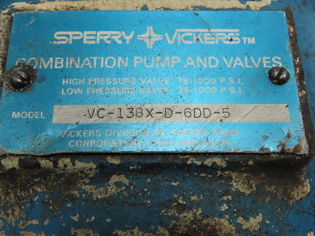 Vickers VC-138X-D-6DD-5 Hydraulic Combination Pump & Valves 75-1000 PSI 2" Inlet