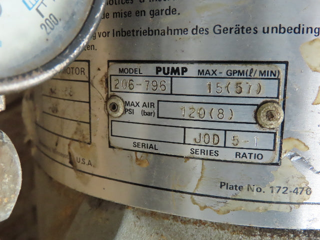 Graco Bulldog 208-356 Hydra-Clean 206-796 5:1 Stainless Pump 15gpm 120psi