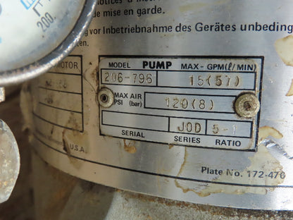 Graco Bulldog 208-356 Hydra-Clean 206-796 5:1 Stainless Pump 15gpm 120psi