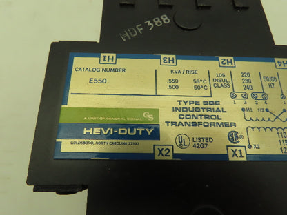 Hevi-Duty E55ON Control Transformer 550VA 120V Output 220-480 Input