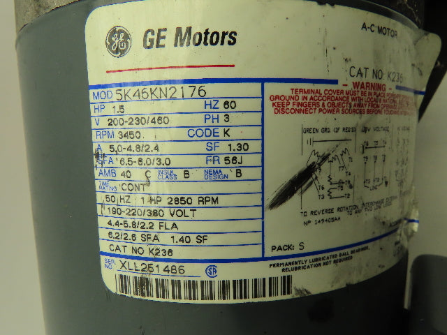 GE Scot 3024K259 Motor Pump 1.5HP 230/460V 3PH 3450 RPM 2.5"x1" NPT