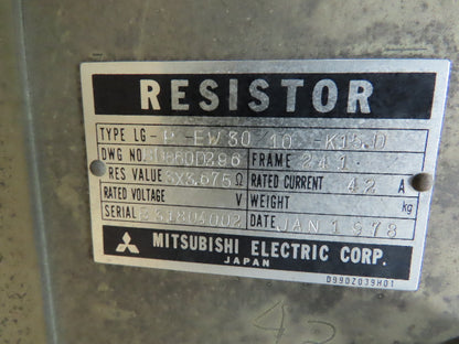 Mitsubishi Electric Dynamic Braking Resistor 3x3.675O ohms 42A Amp 3 Phase