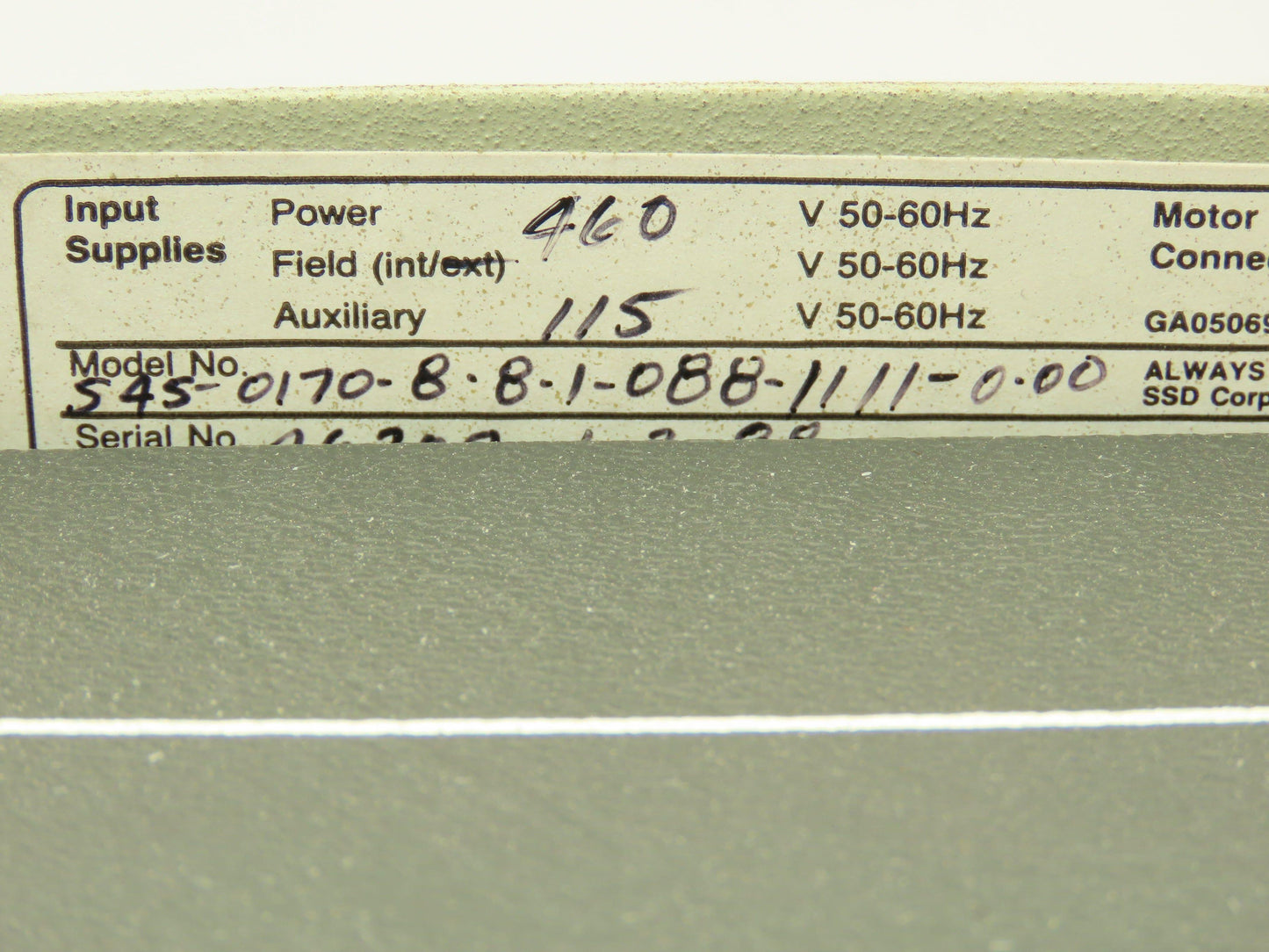 SSD 54501708810881111000 Motor Speed Control VFD 460V 3 Phase Armature 17A