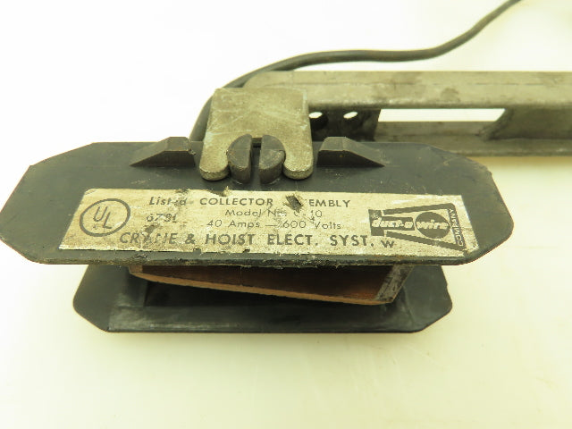 Duct-O-Wire C-40 Crane Hoist Single Shoe Collector Arm 40A 600V  Lot of 3