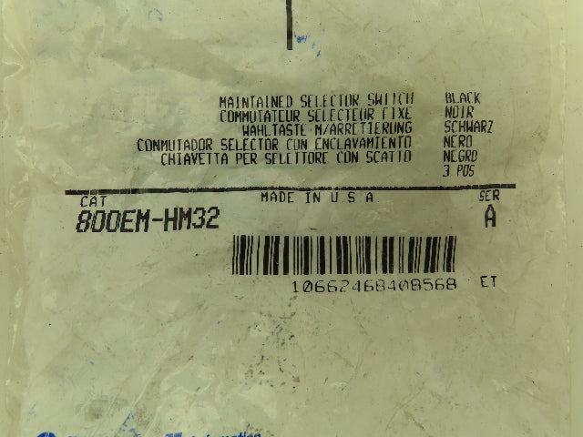 Allen Bradley 800EM-HM32 Ser A 3-Pos Maintained Selector Switch Black  Lot of 3