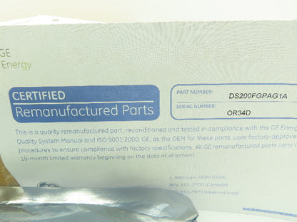 DS200FGPAG1A Gate Pulse Amplifier Board Mark V Turbine Control -Certified Reman.