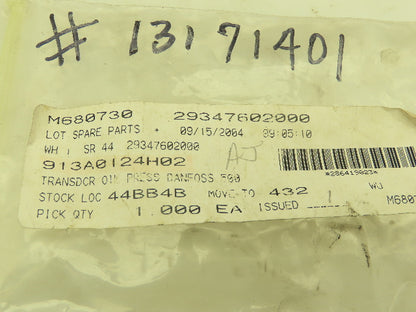 York Frick 913A0124H02 Pressure Sensor 0-500 PSI 9-30VDC 1/4" NPT