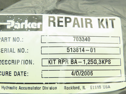 Parker 703340 Hydraulic Accumulator Bladder Repair Kit 15Gal 3000 PSI