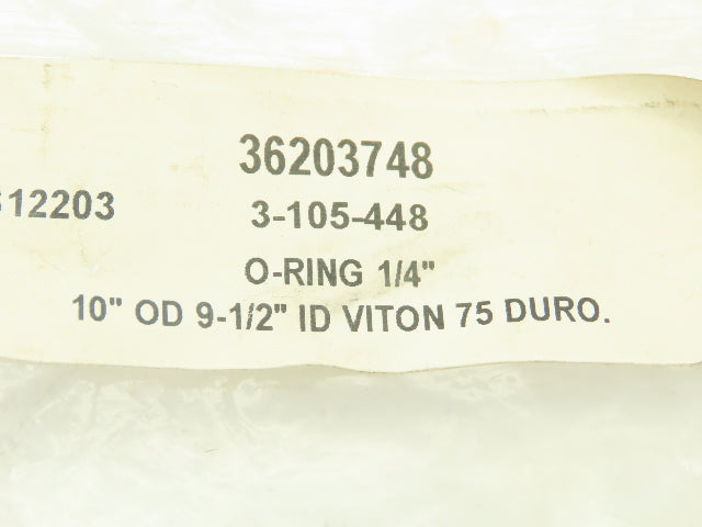 Viton 75 Duro Black O-Ring  1/4" x 9-1/2" ID x 10" OD  Lot of 4