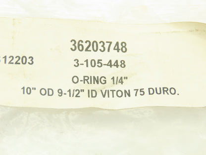 Viton 75 Duro Black O-Ring  1/4" x 9-1/2" ID x 10" OD  Lot of 4