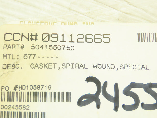 Flowserve 5041550750 Spiral Wound Gasket 677 Mtl 10.375" ID x 10.87" OD