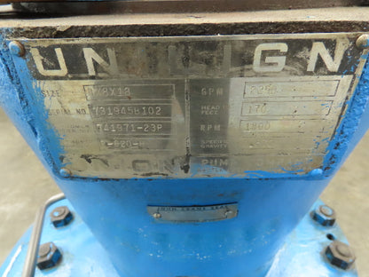 Union Unilign 8X8X18 Centrifugal Pump 2250 GPM 170 Ft. Head 1800rpm