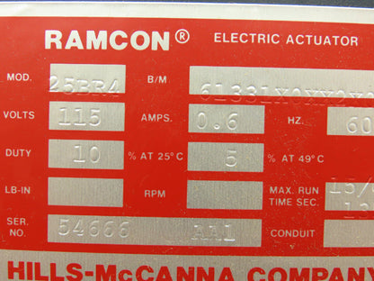 Hills-McCanna Ramcon 25BR4 Electric Valve Actuator Reversible 115V