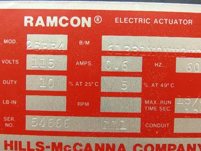 Hills-McCanna Ramcon 25BR4 Electric Valve Actuator Reversible 115V
