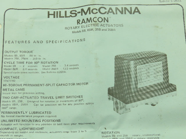 Hills-McCanna Ramcon 25BR4 Electric Valve Actuator Reversible 115V