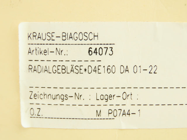 Ebmpapst D4E160-DA01-22 Krause Processor Blower Squirrel Cage Fan 230V Silent