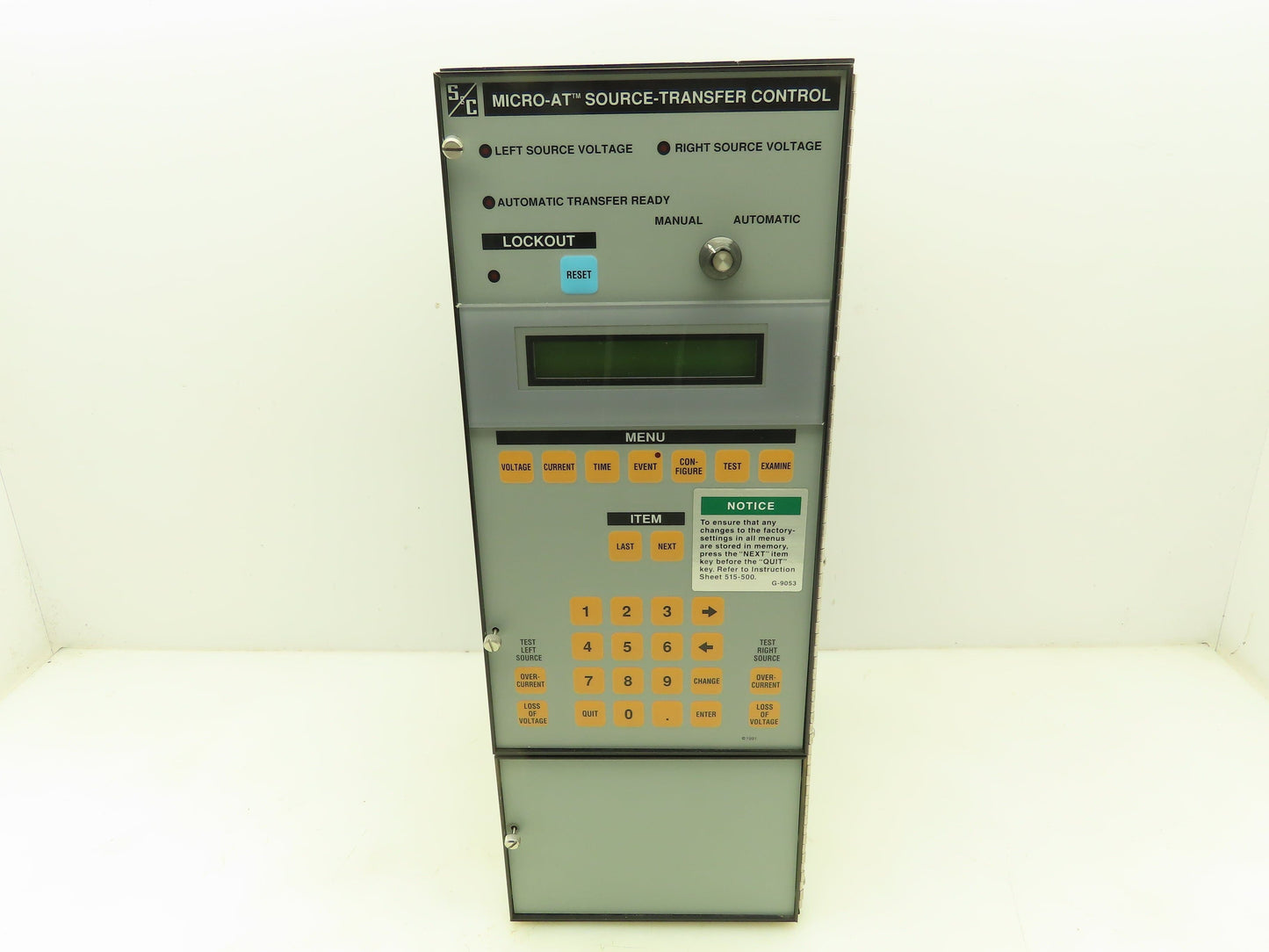 S&C Micro-AT 39050-A1-V4Y4Y8 Automatic Source-Transfer Control Switch Panel 120V