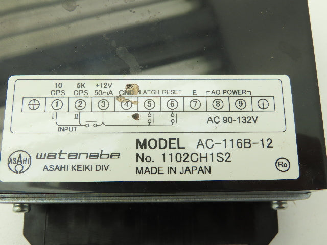 Watanabe 1102CH1S2 AC-116B-12 Asahi Keiki PLC Module 6 Digit Display Panel Mount