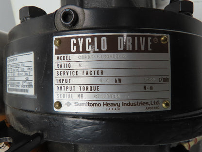 Sumitomo CHHXS-6130-5T-6 Cyclo 6000 Gearmotor 6:1 Drive Servo Motor 4.4KW 400V