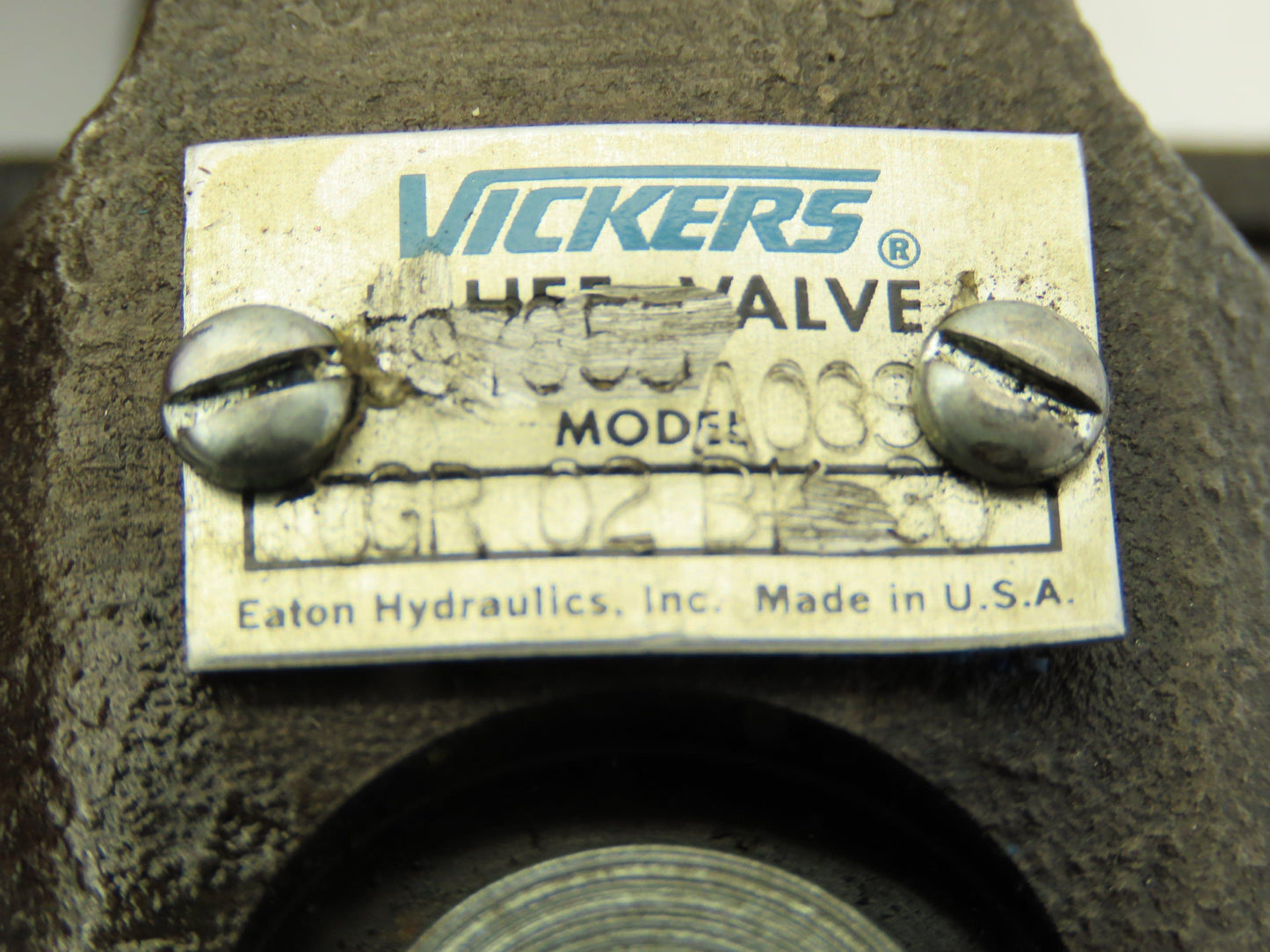 Vickers CGR-02-BK-30 Hydraulic Relief Valve 3GPM 3000 PSI