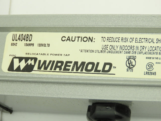 Wiremold UL404BD Plug-In Outlet Center 16 Outlet Power Strip 15A 120VAC 48"
