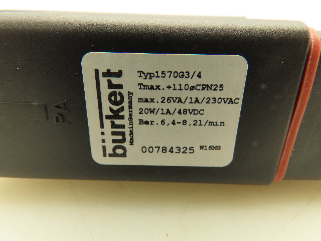 Burkert 1570G3 Flow Switch Valve 3/4" NPT Brass