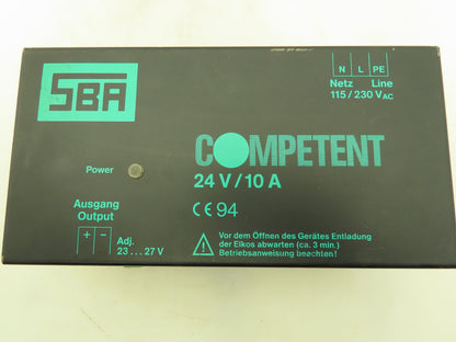 SBA Competent 149001-511015 Power Supply 24VDC 10A Output  115/230VAC Input