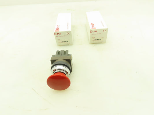 IDEC ATN2120-R Emergency E-Stop RED Push-Pull Pushbutton NO/NO  Lot of 2