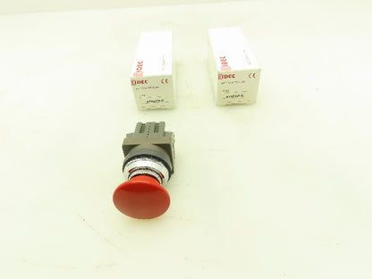 IDEC ATN2120-R Emergency E-Stop RED Push-Pull Pushbutton NO/NO  Lot of 2