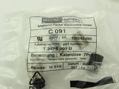 Amphenol T 3476 001 U Female Straight Cable Connector 7-Pin 4-6mm IP40  Lot of 4