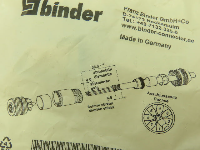 Binder 713 99 1486 812 08 Female Cable Connector 8-Pin Shieldable  LOT OF 4