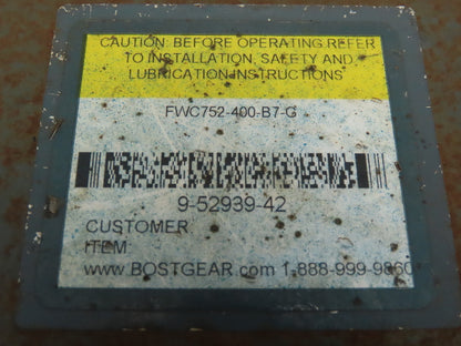 Boston Gear FWC752400B7G Worm Reducer 400:1 Double Reduction Gearbox RH 140TC