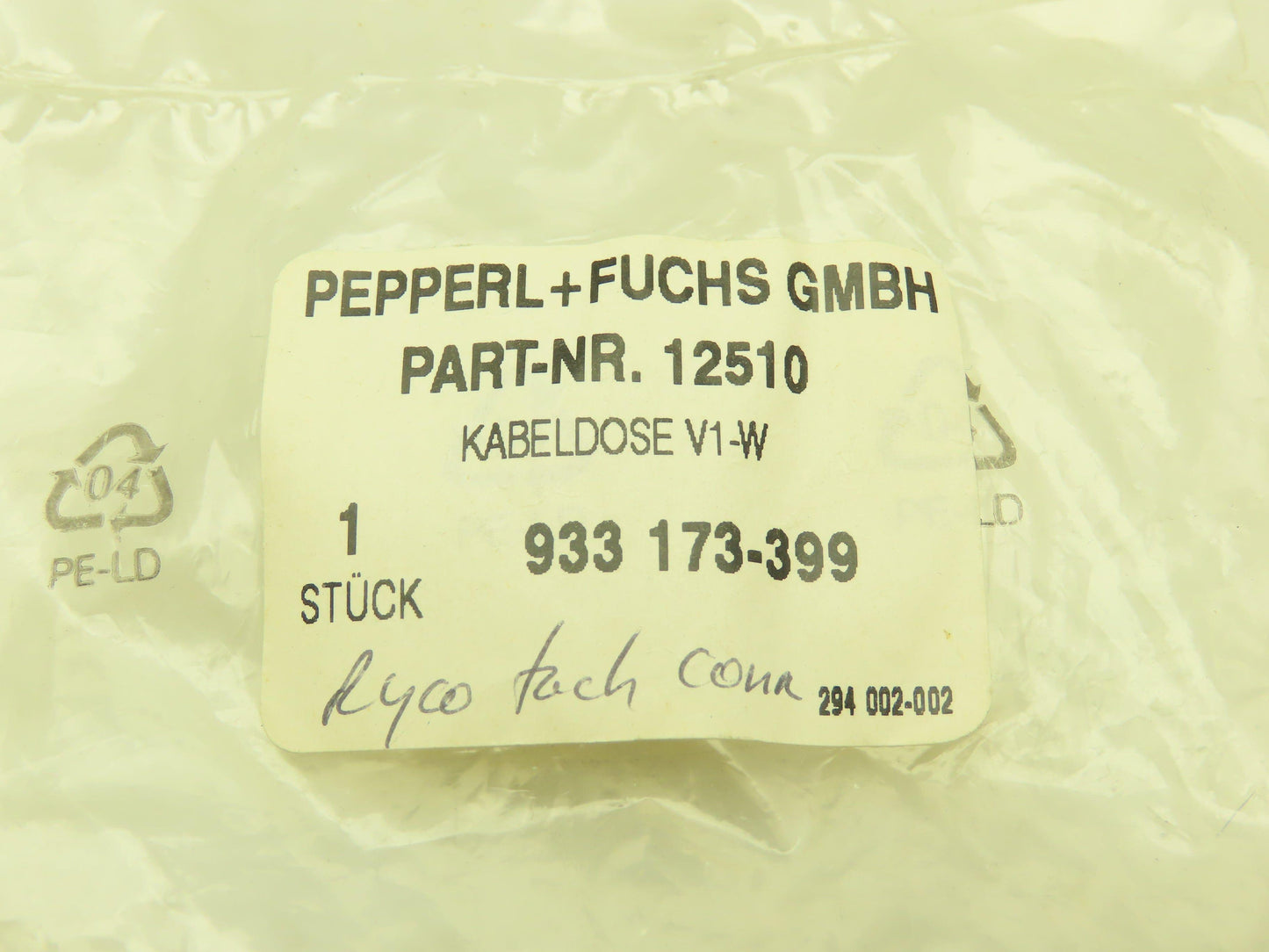 Pepperl+Fuchs 12510 933 173-399 GMBH 4 Wire Connector Plug Cable Socket Lot of 5